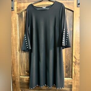Cato Black Long Sleeve Dress with Silver Brad Details